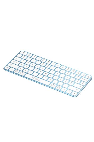 BRAGUS Rechargeable wireless keyboard, Bluetooth 5.1, USB, 500mAh, aluminum, All Devices, blue