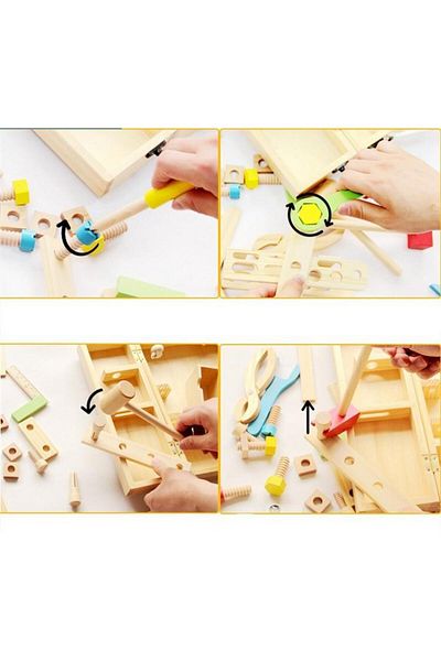 ideal STORE Wooden tool kit with 40 accessories, kit dimensions 30 x 20 cm