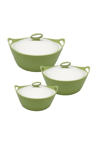 BASURRAH 3-Piece Green Food Container Set – 2.5L, 3.5L & 5L Insulated Hot & Cold Food Servers