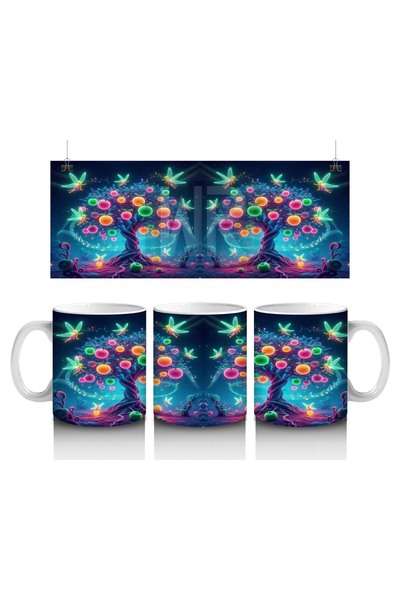 Wisdom Rain كوب مزين بطيور خرافية لامعة وشجرة خرافية يحب الأطفال الحليب