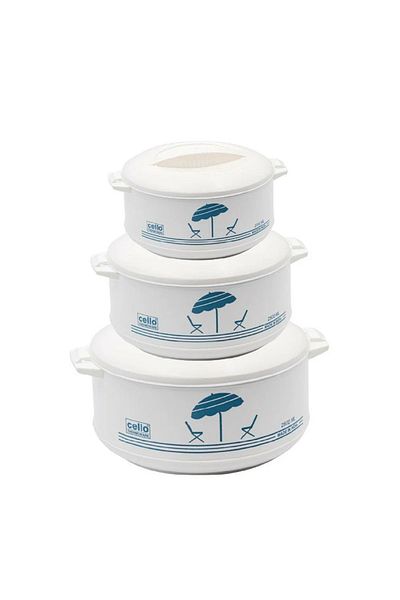 BASURRAH 3-Piece White Food Container Set – 0.8L, 2L & 2.5L Airtight Storage for Kitchen & Meal Prep