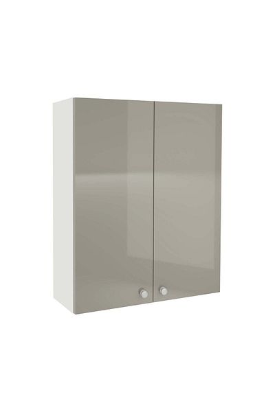haaus.ro Corp Baie Zaria, Suspendat, 2 Usi, Gri Lucios/Alb, MDF, L 60 x l 22 x H 72 cm