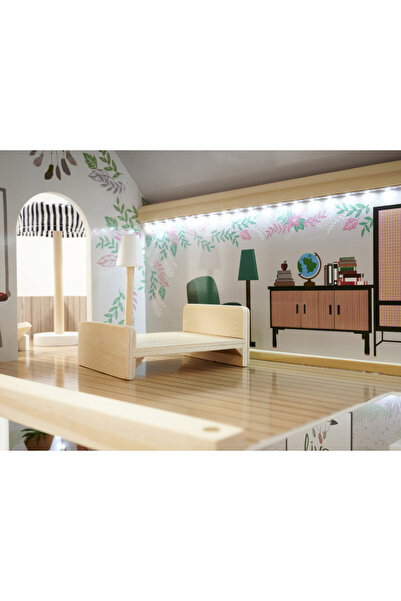 Ikonka Casuta de papusi din lemn cu LED-uri Lulilo in stil Floro Boho