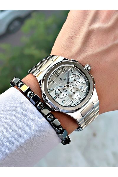 Bentini Men's Wrist Watch – Functional, Steel Band, Waterproof, 2-Year Warranty