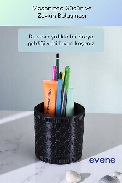 Evene Θήκη για στυλό Επιτραπέζια θήκη για στυλό Organizer Θήκη για στυλό Μαύρο Χρώμα Μοντέλο 87