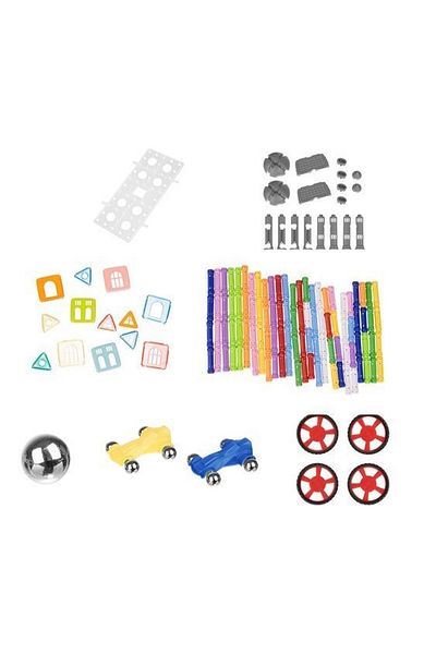 ideal STORE Educational Game with Magnetic Sticks, Magnetic Cubs idealStore, Contains 328 Pieces, Various Shapes and C