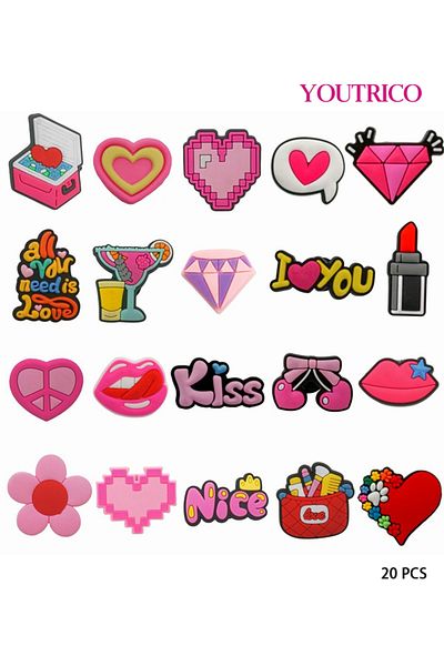 Youtrico 20pcs Valentine's Day Jibbitz Charms For Crocs - Slipper Ornament