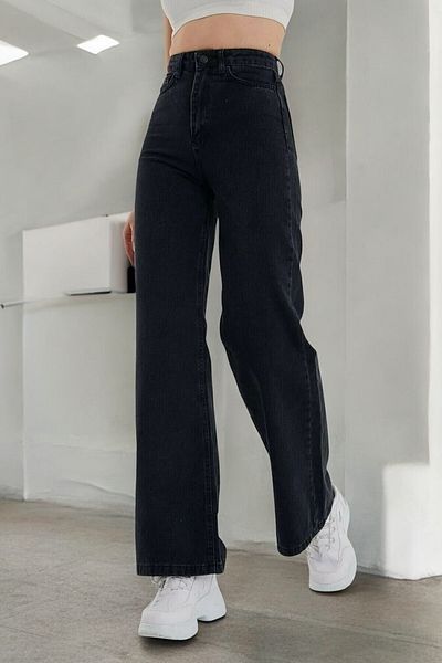 Livik Eleanor Women's Black Extra High Waist Stretchy Denim Fabric Loose Leg Jeans