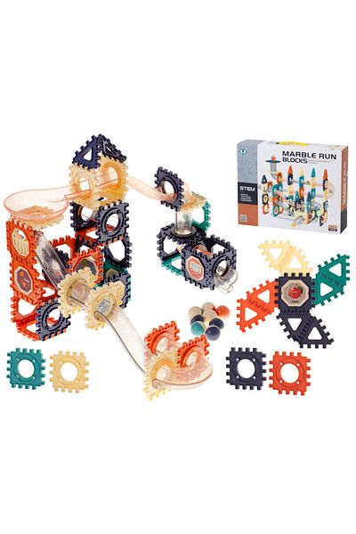 İSP 110-Piece Building Set, Educational and Creative, "LikeSmart Marble Blocks", Different Shapes, Drum