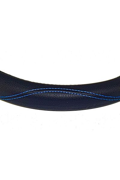 ideal STORE Husa volan IdealSTORE FX61 din imitatie de piele marime M , culoare negru cusatura albastra