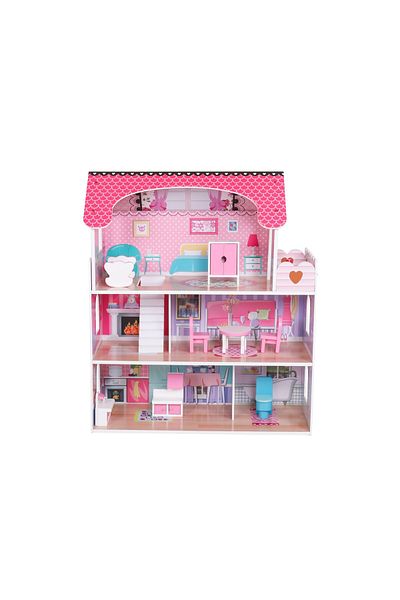 Mappy Wooden dollhouse, Mappy, 3 floors with furniture, height 70 cm, multicolor