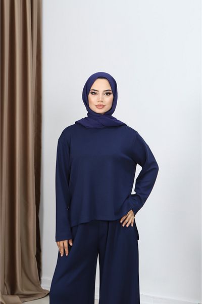 MARFİM Women's Slit Detail Tunic and Pants Tesuture Double Set