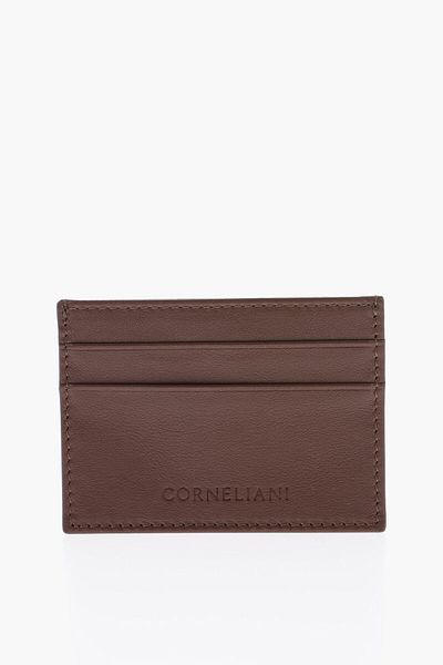 Corneliani Solid Color Leather Card Holder