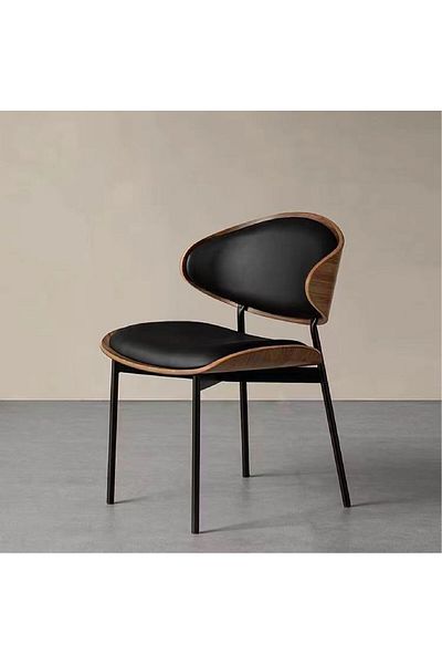 rexa Italian Minimalist Leather Dining Chair – Solid Wood & Metal Frame, 72x56x93 cm