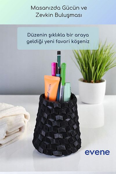 Evene Suport pentru stilou Suport pentru stilou de birou Organizator Suport pentru stilou Culoare neagra Model 84