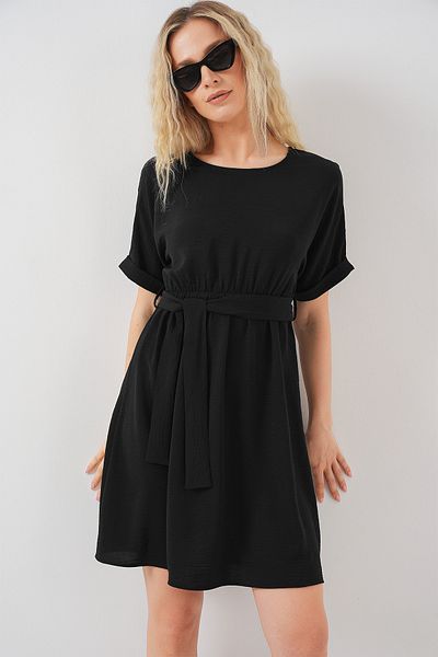 Bigdart Women's Short Sleeve Mini Ayrobin Dress 2572 - Black