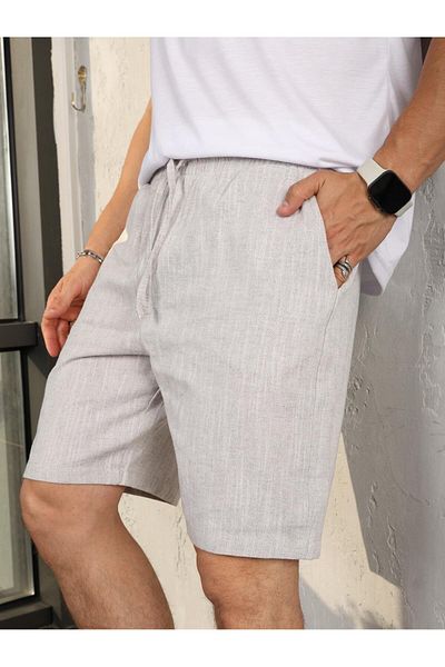 PASSWORD Men's Shorts Summer Linen High Waist Elastic Loose Fit