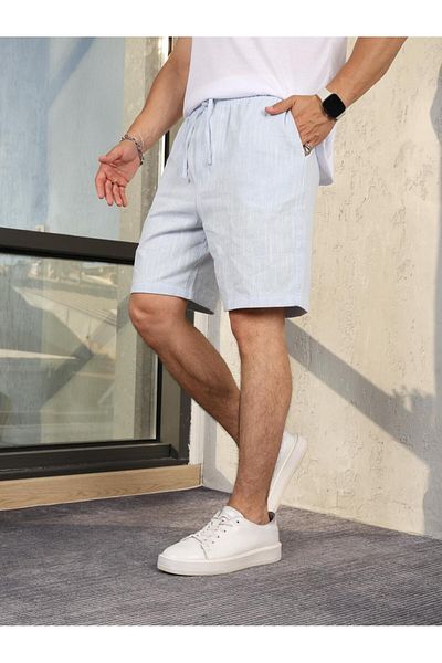 PASSWORD Men's Shorts Summer Linen High Waist Elastic Loose Fit