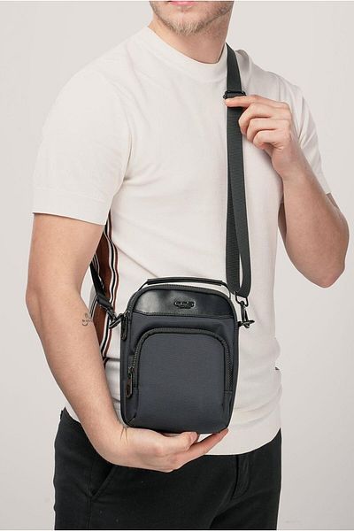 ÇÇS Men's Black Cross Strap Hand & Shoulder Bag 31580