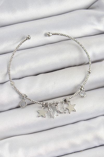BESKAR Brass Zircon Stone Butterfly and Star Model Silver Color Charm Bracelet