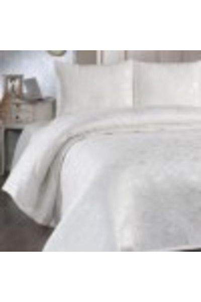 DOWRY Cuvertura jacquard tip chenille 230x240 cm + 2 fete de perna, Slayka Crem