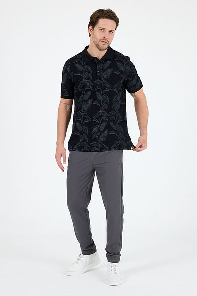 Rodi Men's Polo Neck Patterned T-Shirt – 95% Cotton 5% Elastane – Stylish, Flexible and Comfortable Short Sleeve T-Shirt 0033