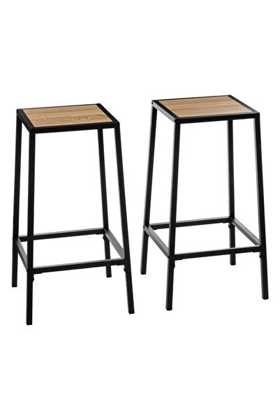SERSIMO Set de 2 scaune de bar 5Five din aliaj de oțel, 32x32x71 cm, negru