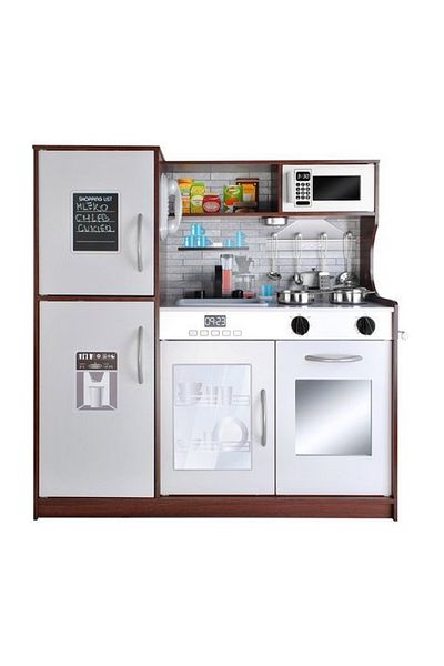 KRUZZEL Ecological wooden kitchen, With lights and sounds, Fully equipped with modern accessories, 80x80.5 cm,