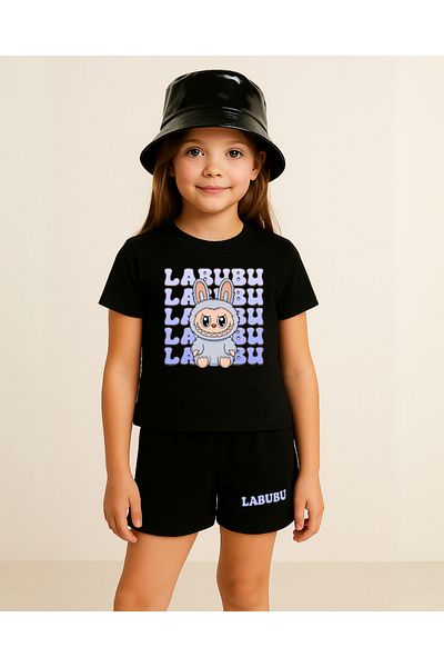 Touz Moda مجموعة تي شيرت وشورت صيفي بتصميم Labubu للأطفال