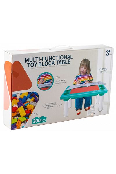 ideal STORE TOY BLOCK idealStore Educational Table, Dimensions 48 x 30 x 26.5 cm, Double Top with Two Sides, 300 Blocks