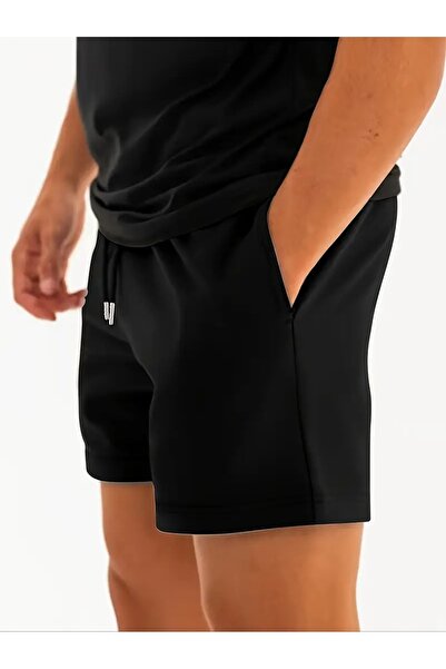 yx yustex sport ERKEK Siyah Likralı Esnek Ter Tutmayan Rahat Giyim Mevsimlik Şort Denizde Kumsalda Giymelik