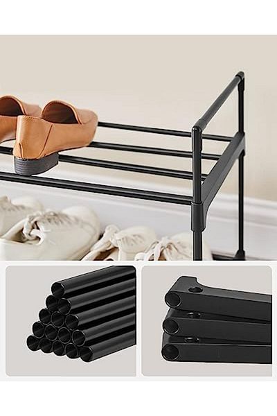 Mena Rise Şirinshop 3-Tier Shoe Rack, Shoe Storage Organizer, Metal Storage Rack, 15 to 18