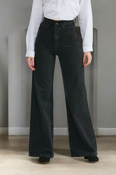 Livik Gabriella Young Girl Black High Waist Lycra Comfortable 90's Wide Leg Jean
