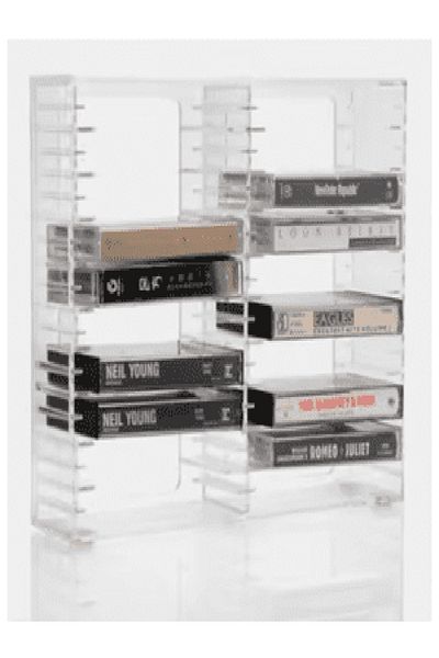 Generic Clear Acrylic Cassette Tape Rack – 3mm Thick, Holds Multiple Tapes, 230×80×210mm
