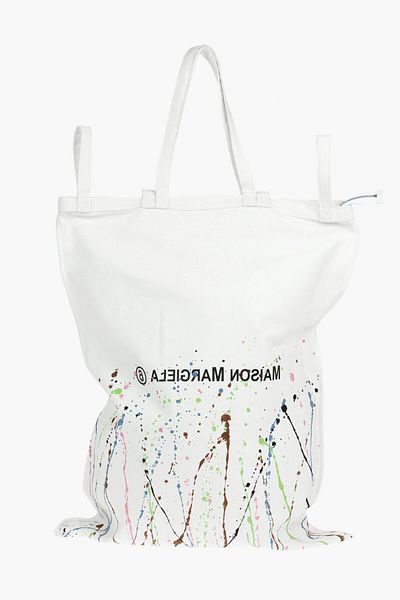 Maison Margiela Mm6 Canvas Maxi Tote Bag In Paint-Splatter Print With Logo
