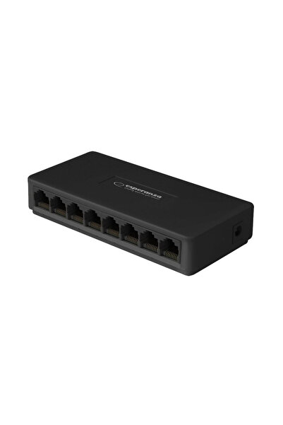 ESPERANZA Switch Ethernet Gigabit cu 8 porturi RJ-45 10/100/1000 Mbps, 12V, cu incarcator, negru