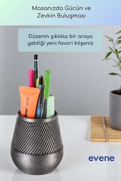 Evene Suport pentru stilou Suport pentru stilou de birou Organizator Suport pentru stilou Argintiu Culoare antică Model 89