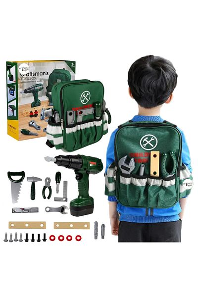 ideal STORE Workshop tools and implements toy with portable backpack, Expresspaper, 30 x 28 x 9cm, Multicolor