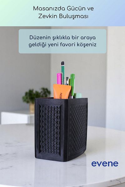 Evene Suport pentru stilou Suport pentru pix de birou Organizator Suport pentru stilou Culoare neagra Model 92