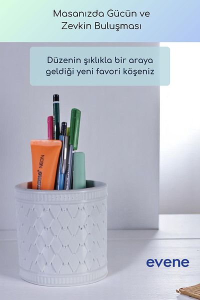 Evene Suport stilou Suport stilou de birou Organizator Suport stilou Culoare albă Model 87