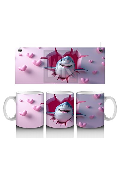 Wisdom Rain كوب على شكل قلب ممطر على شكل سمكة قرش يحب الأطفال الحليب