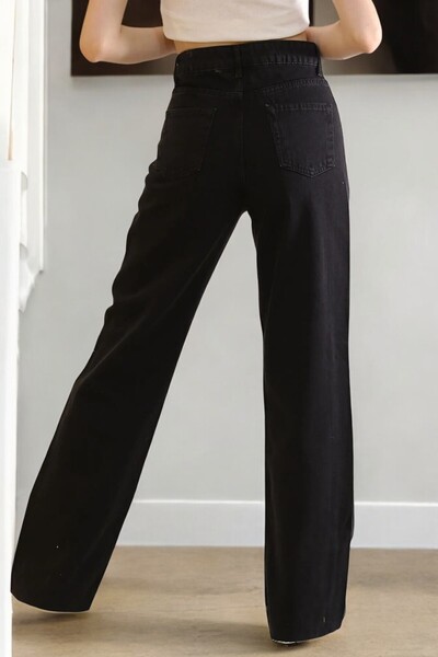 Livik Ivy Young Girl Black High Waist Elastane Blended Modern 90's Wide Leg Jeans