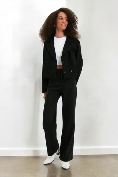 Livik Jade Young Girl Black High Waist Lycra 10 Pocket Wide Leg Jean