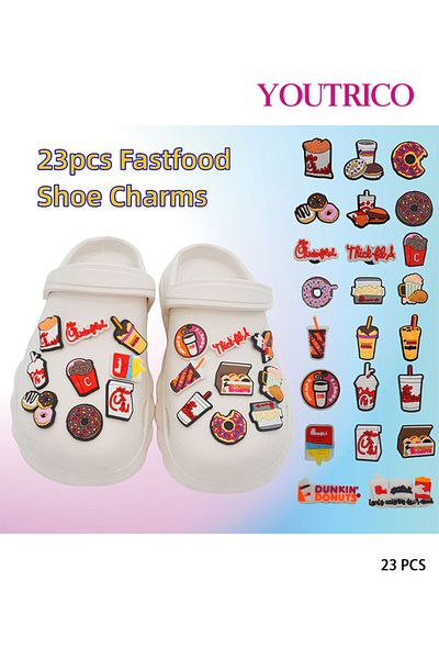 Youtrico 23pcs Food Series Jibbitz Charms For Crocs - Slipper Ornament