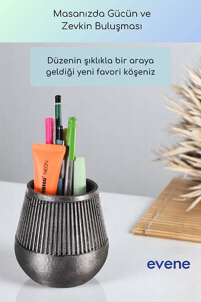 Evene Θήκη για στυλό Επιτραπέζια θήκη για στυλό Organizer Θήκη για στυλό Ασημί Αντίκα Χρώμα Μοντέλο 88