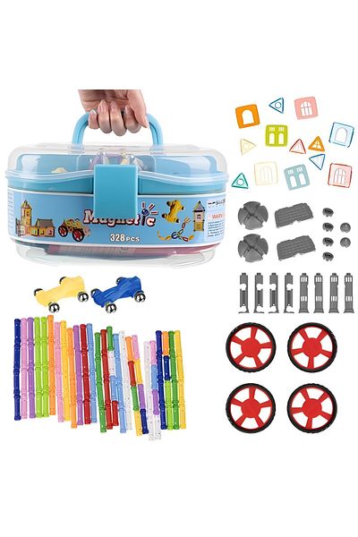 ideal STORE Magnetic Sticks Magnetic Cubs idealStore, Contains 328 Pieces, Various Shapes and Colors, Materials