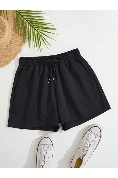 yx yustex sport شورت نسائي أسود ليكرا مرن ماص للعرق مريح للارتداء في الفصول ا...