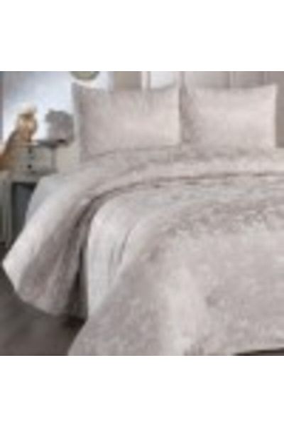 DOWRY Cuvertura jacquard tip chenille 230x240 cm + 2 fete de perna, Slayka Cappuccino