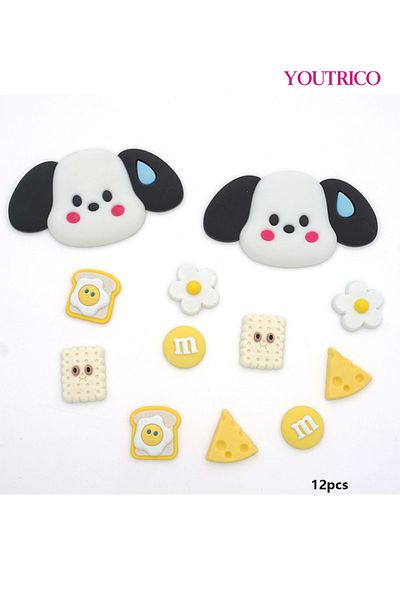 Youtrico 12pcs Cheese Cookie And Sweaty Dog Jibbitz Charms For Crocs - Slipper Ornament