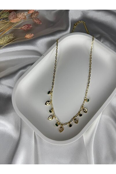 Li'Jewelry Vip Green Stone Detailled Necklace